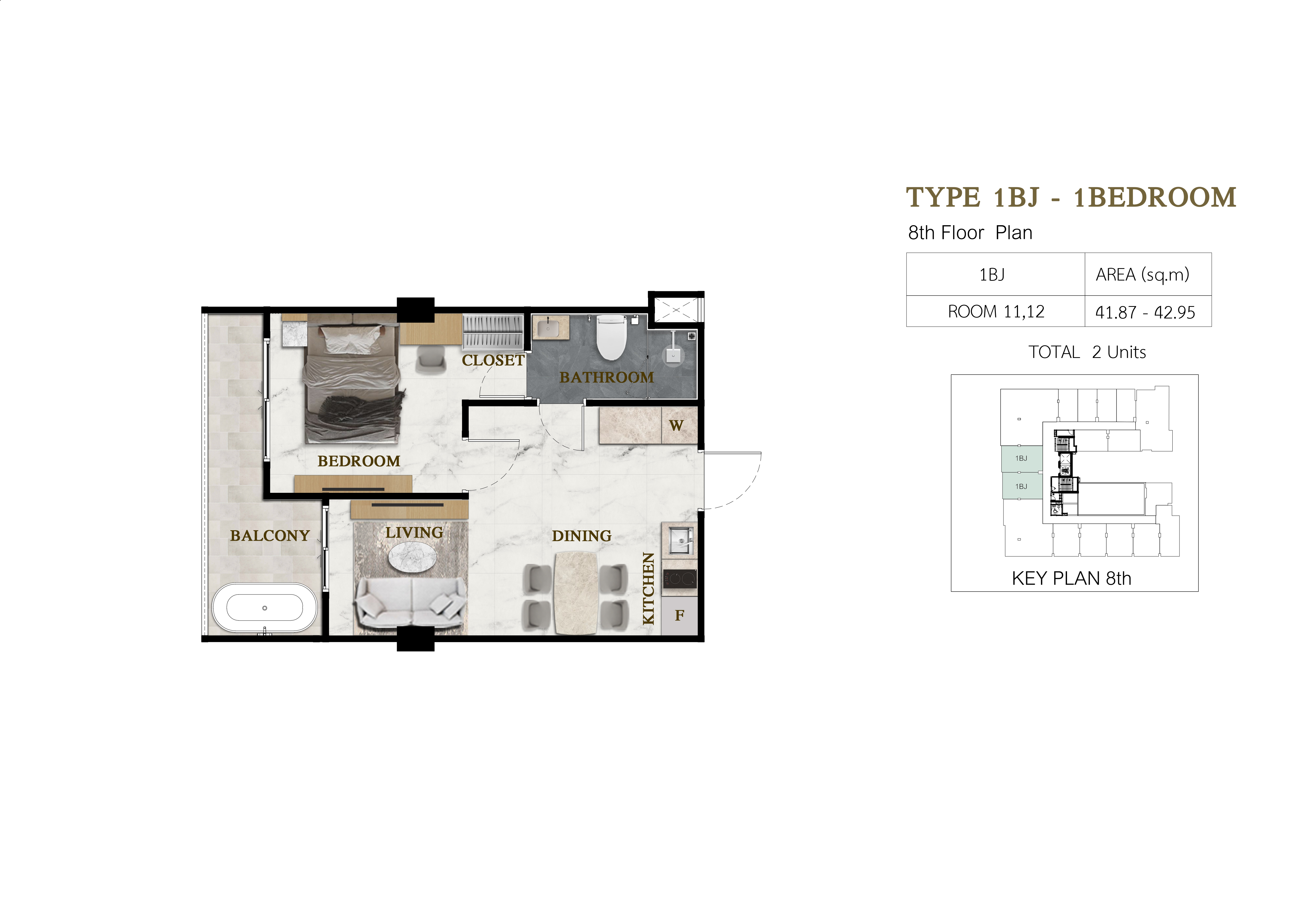 One-bedroom layout plan